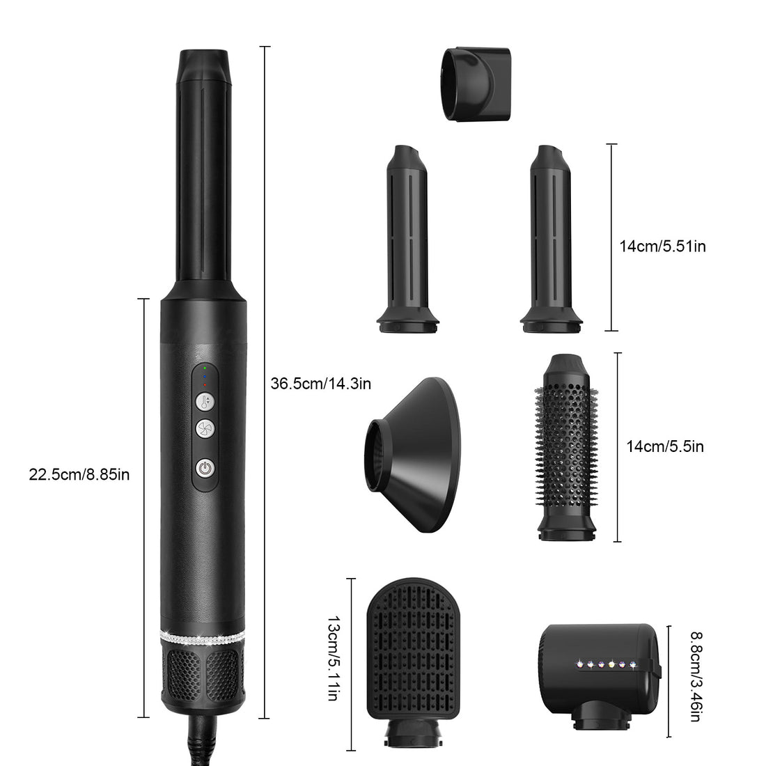 7 in 1 Multifunktionaler Hairstyler Elura| Glätten, Locken & Volumen | Schwarz