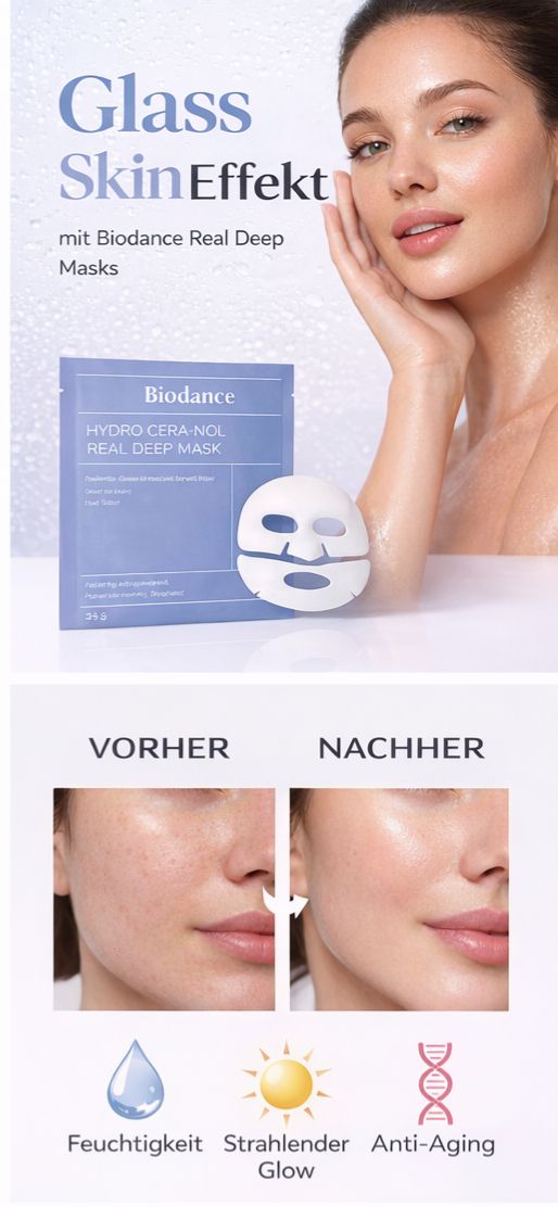 4 Stück Bio-Kollagen-Gesichtsmasken – Intensive Feuchtigkeit & Anti-Aging Pflege | Cool Blue